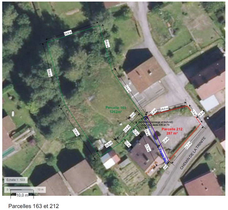 Terrain  vendre  Grardmer - ctes approximatives des parcelles